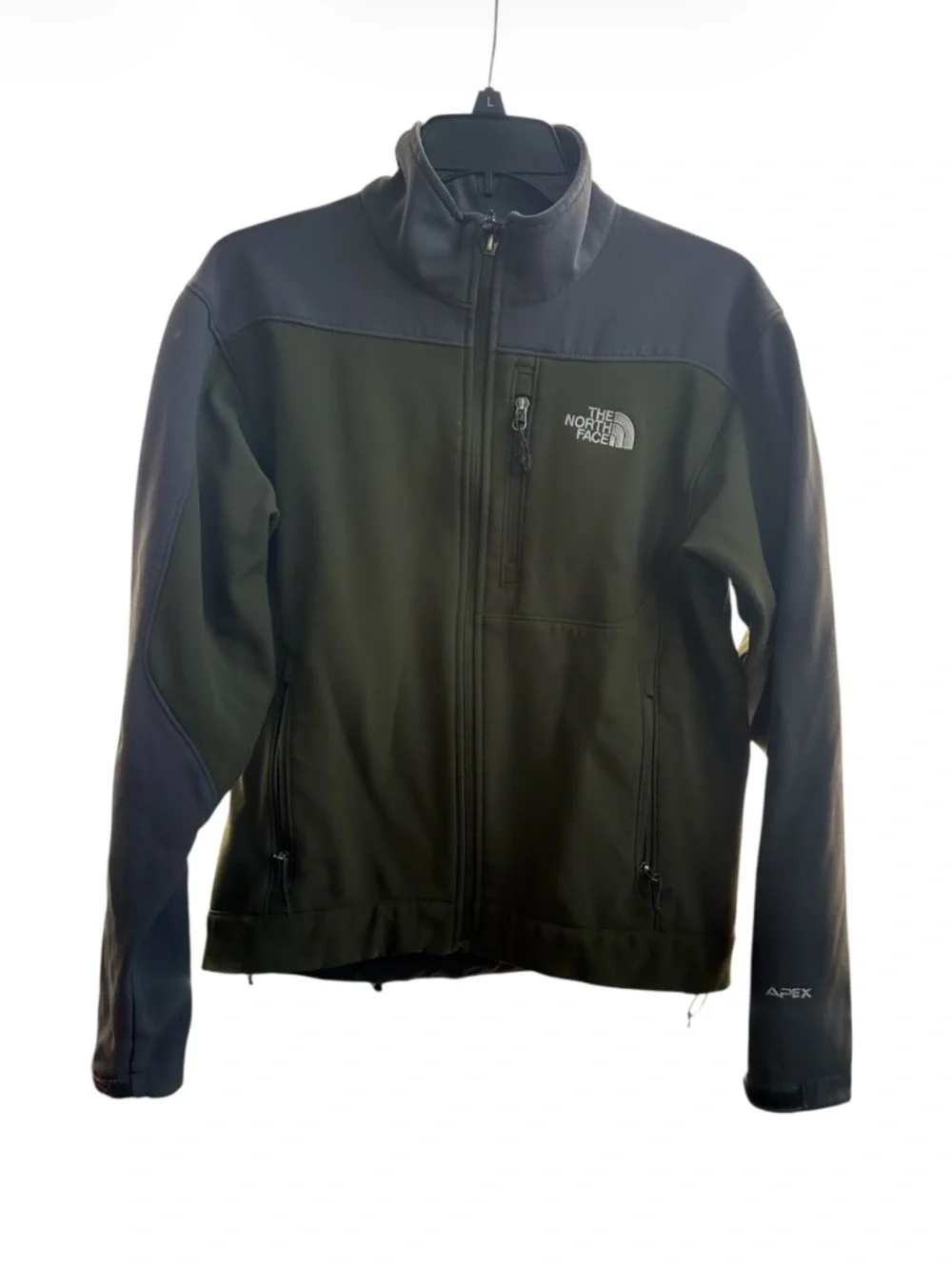 The North Face Men's Apex Soft Shell Green Gray Full Zip Jacket Size Small